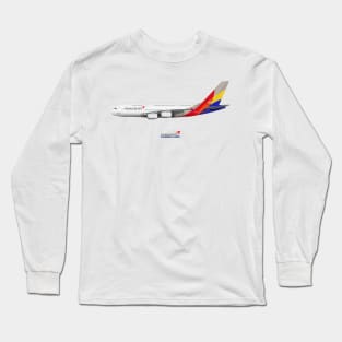 Illustration of Asiana Airlines Airbus A380 Long Sleeve T-Shirt